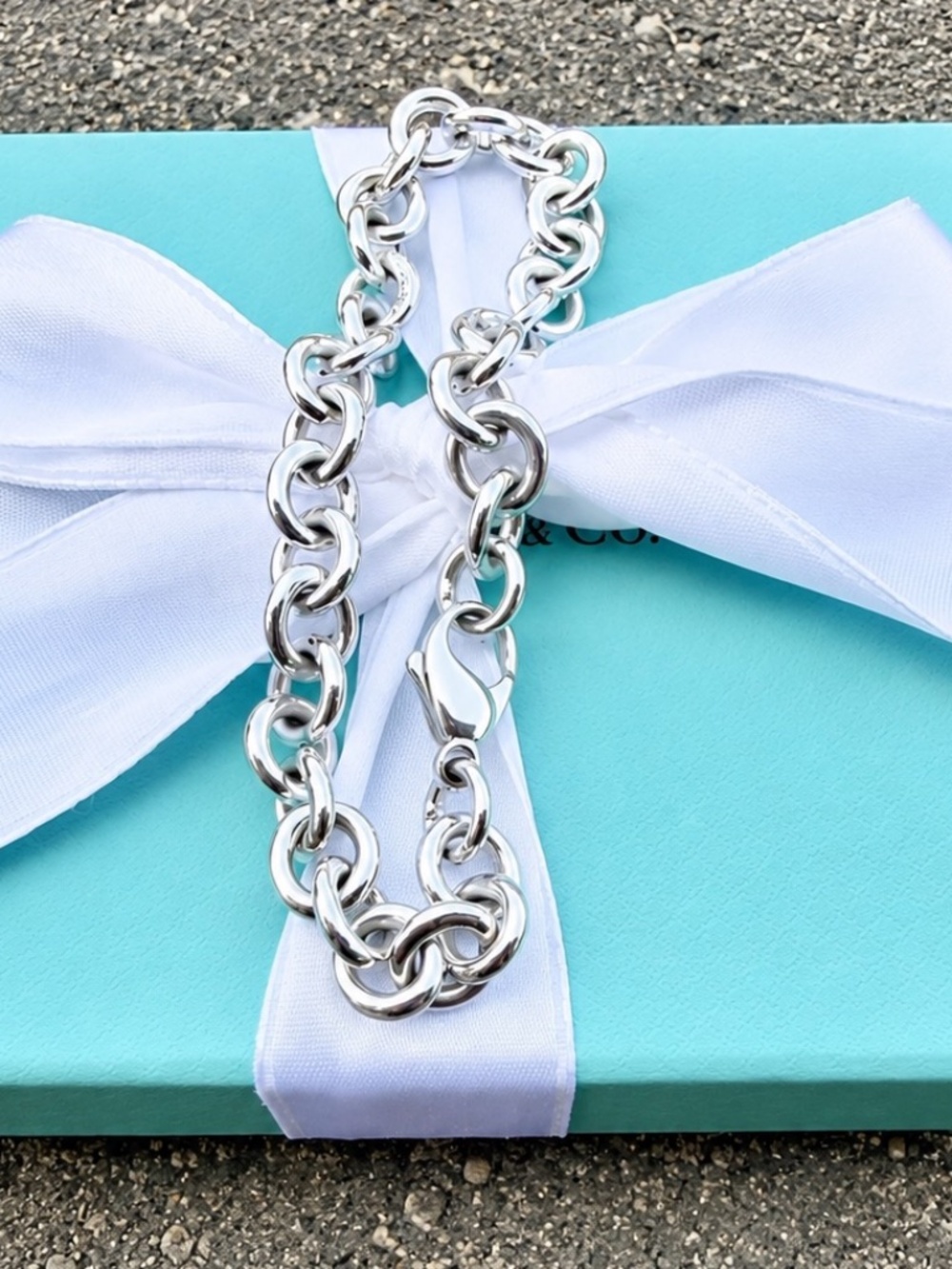 Tiffany & Co Rolo Link Chain Bracelet, silver, 7.75 inch